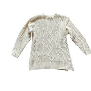 Vintage Classic Elements Cable Knit Sweater L Cream Fisherman Coastal